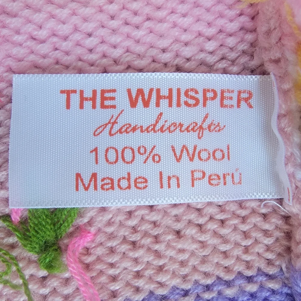 The Whisper Handicrafts Girls 100% Wool Llama Zip Hoodie Pink Size 18-24M / 2T